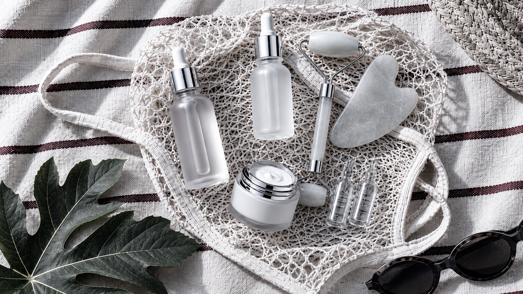 Vacation Glow - sommerliche Hautpflege mit Seren, Rose-Quartz-Roller und Gua Sha
